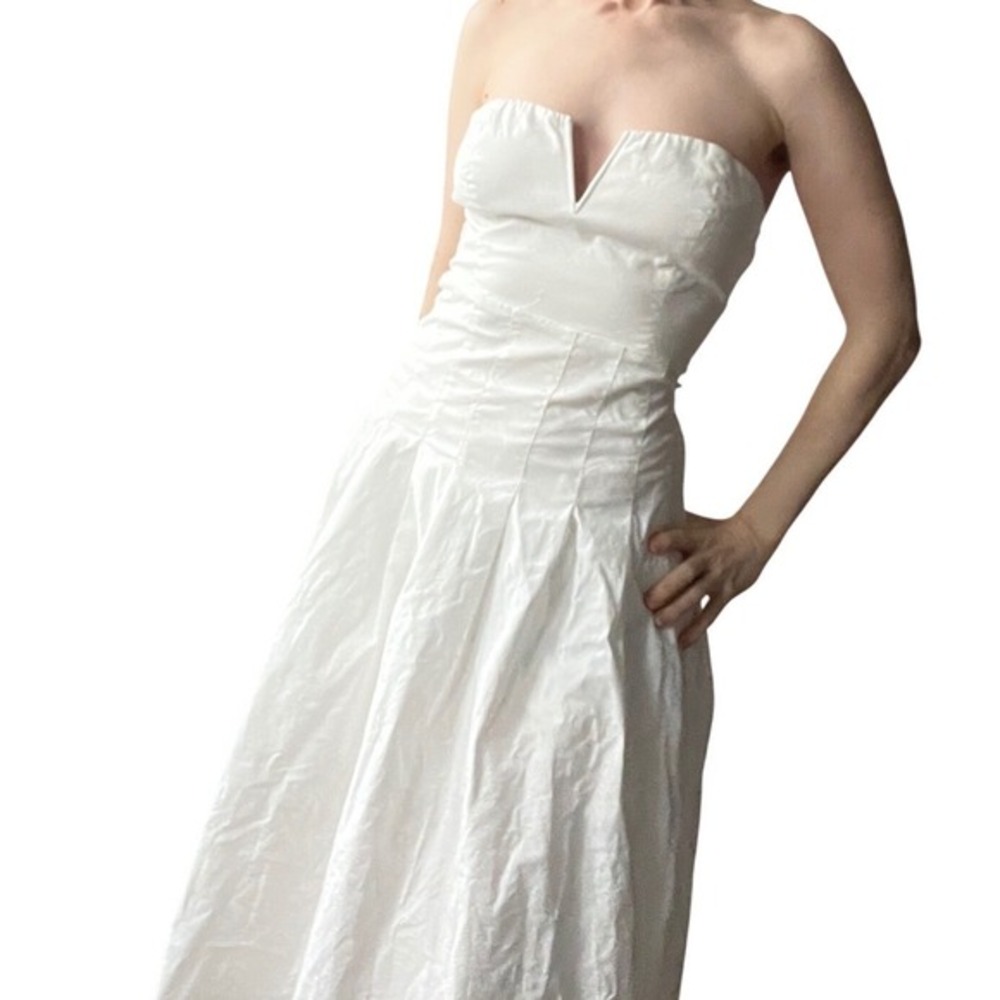 Urban Outfitters White Strapless cotton stretch‎ dress size M midi